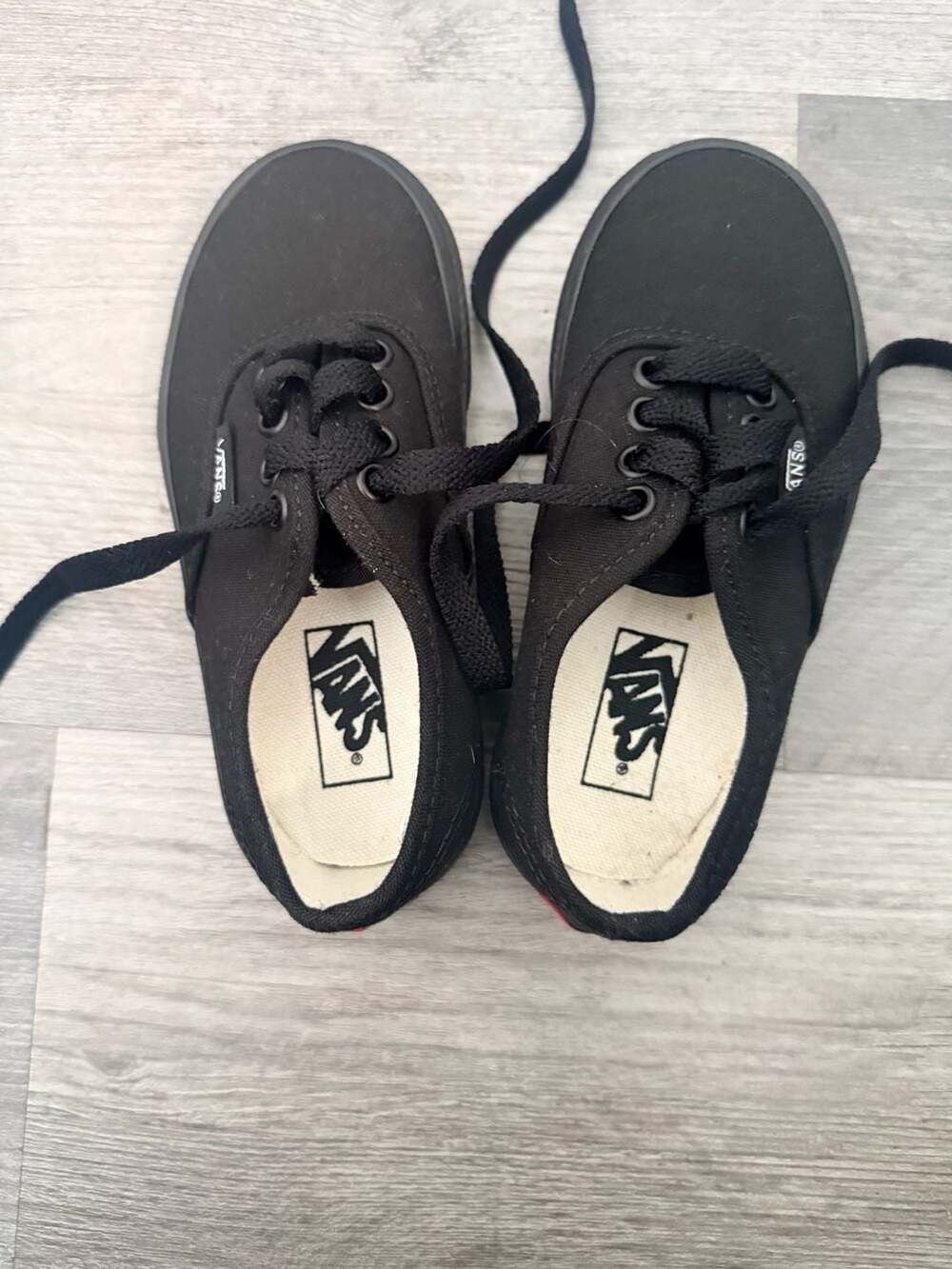 Vans Authentic Size 10.5 Kids Black Canvas Sneakers